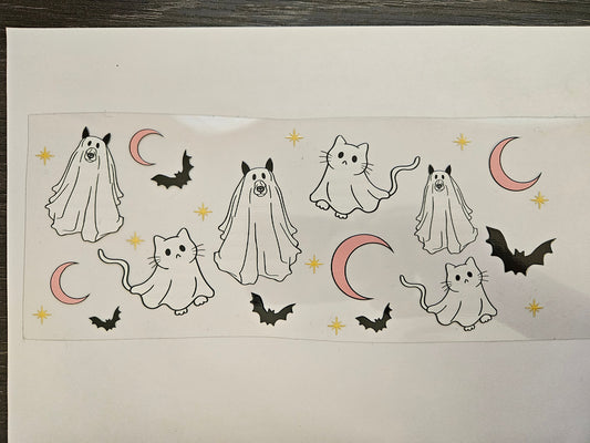 16 oz Wrap Ghost Cat and Dogs