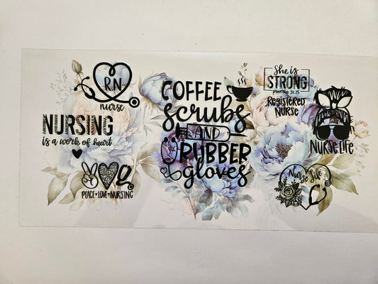 16 oz Wrap Coffee, Scrubs, and Rubber Gloves