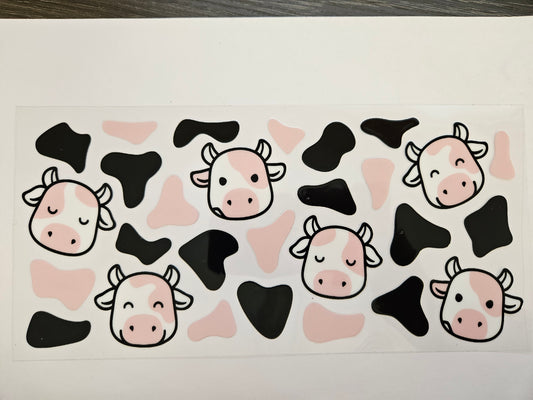 16 oz Wrap Pink and Black Cow