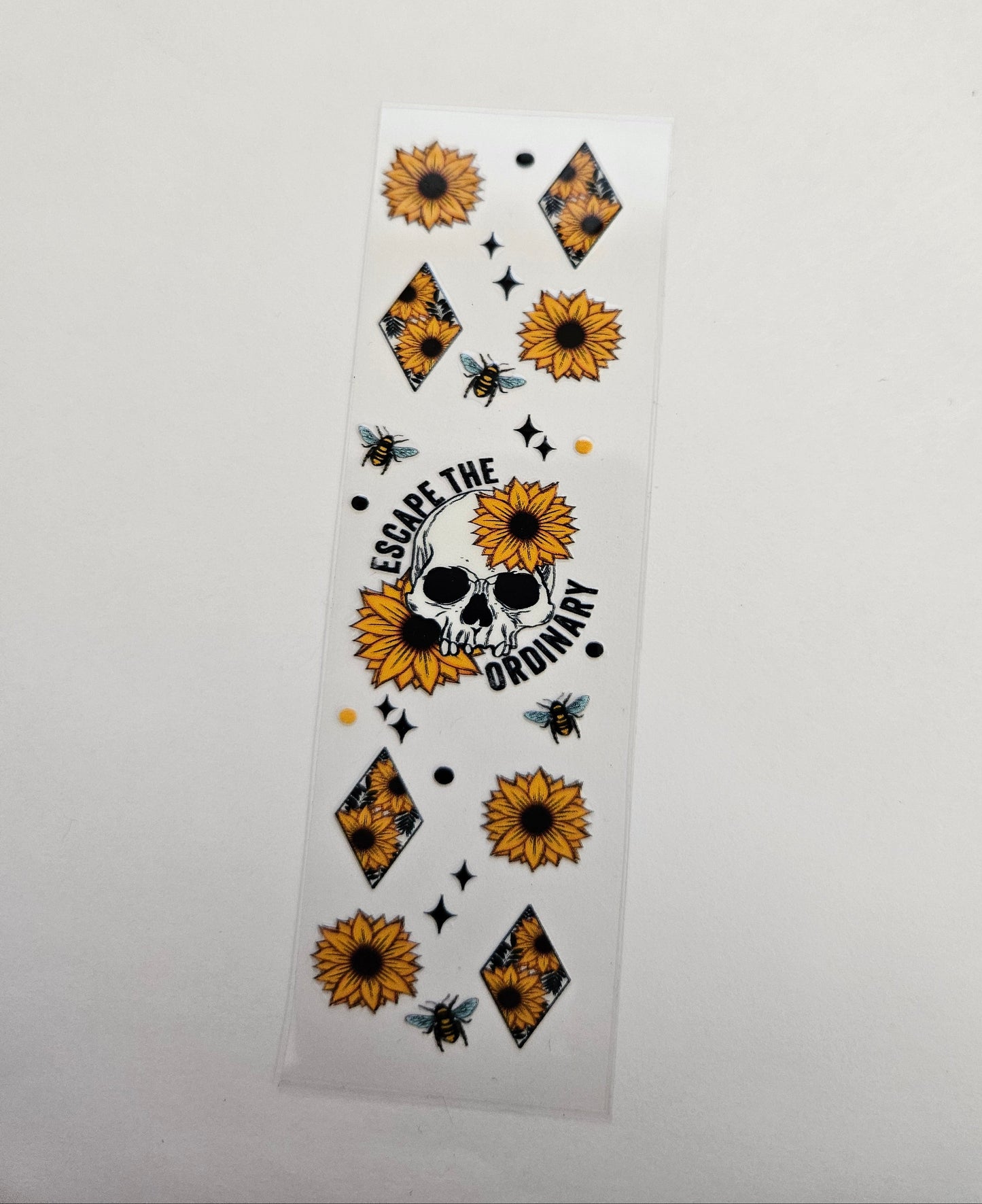 Pen/Bookmark Wrap Escape the Ordinary Skull W/ Sunflowers