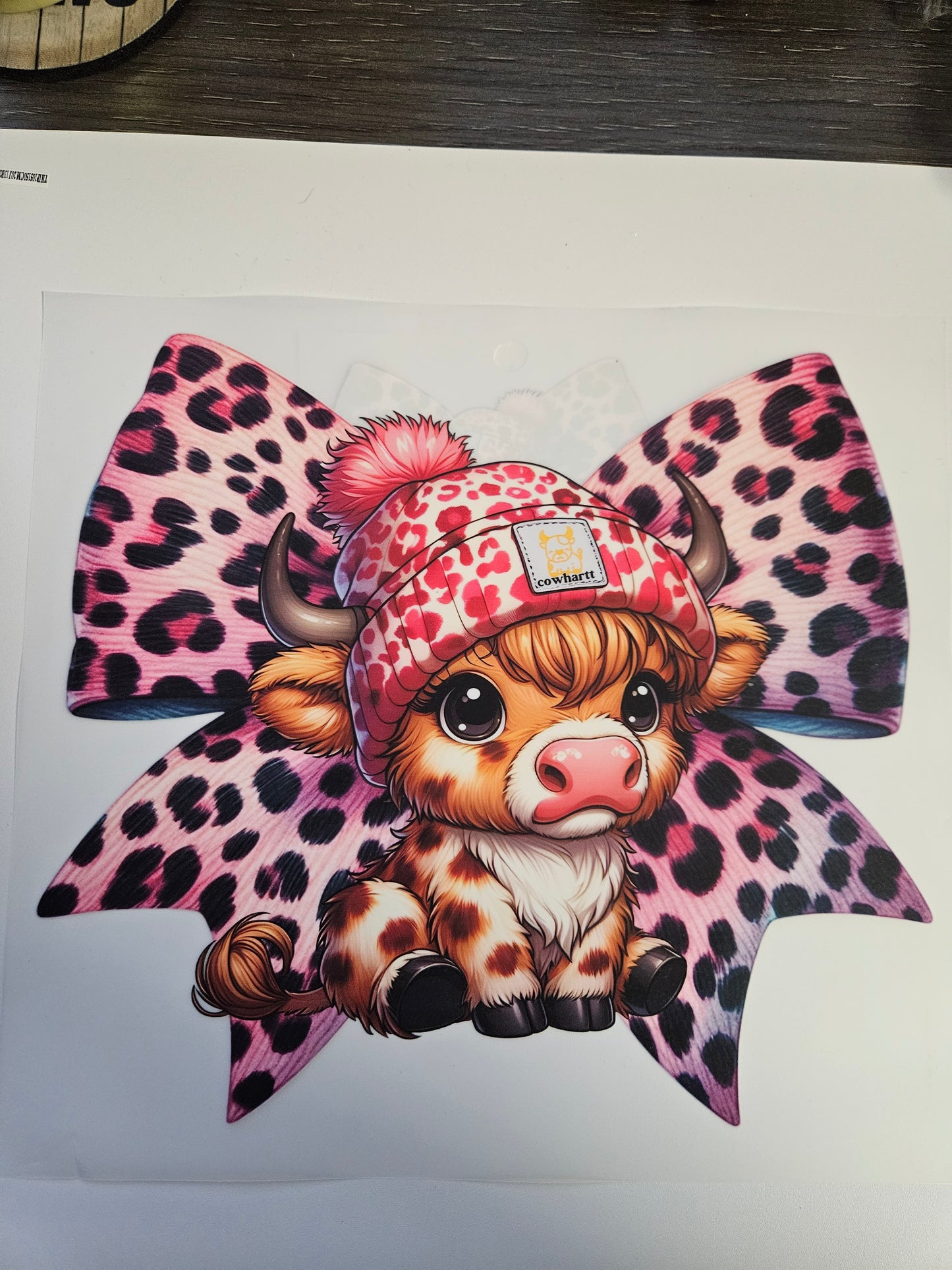 DTF Apparel Pink Bow Cow Cowhart