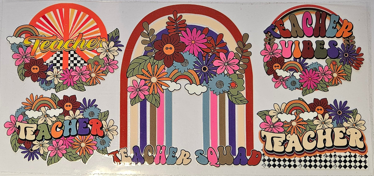 16 oz Wrap Teacher Retro Rainbow