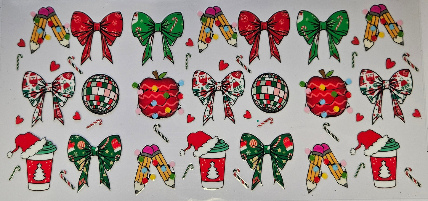 16 oz Wrap Teacher Christmas Bows