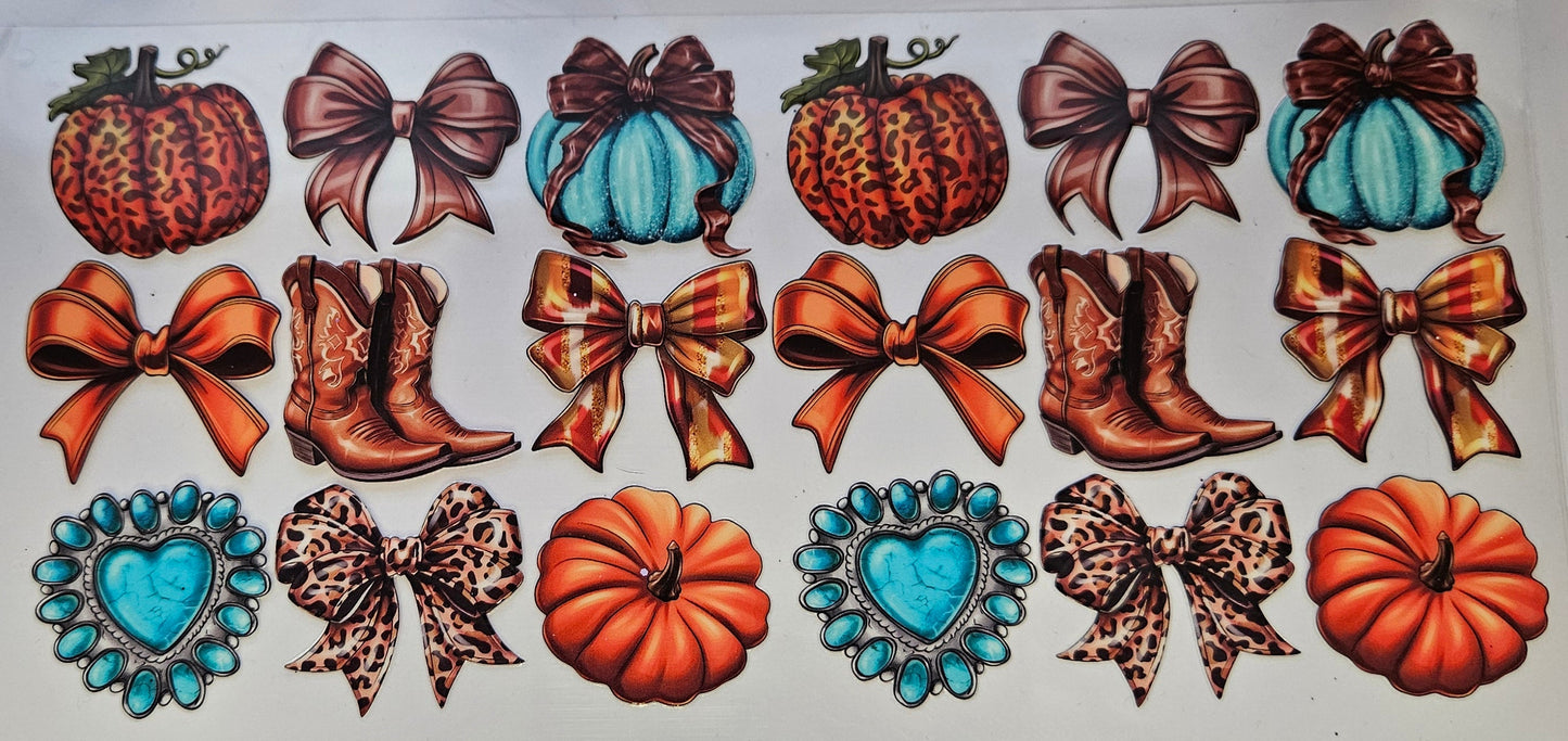 16 oz Wrap Fall Turquoise Pumpkins