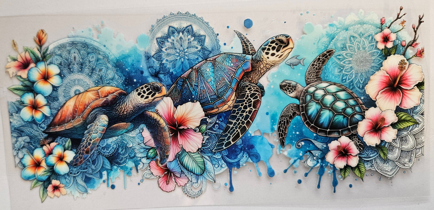 16 oz Wrap Turtles W/ Flowers