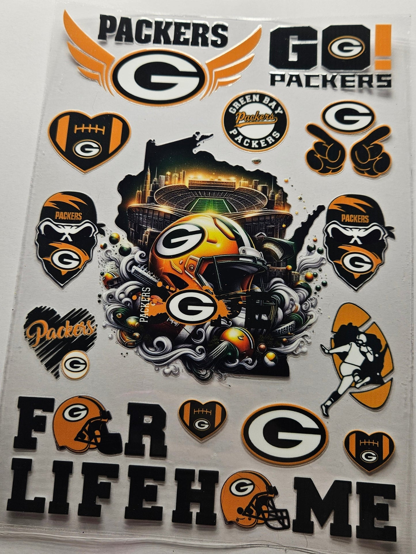 16/20 oz Decal Sheet Green Bay Football