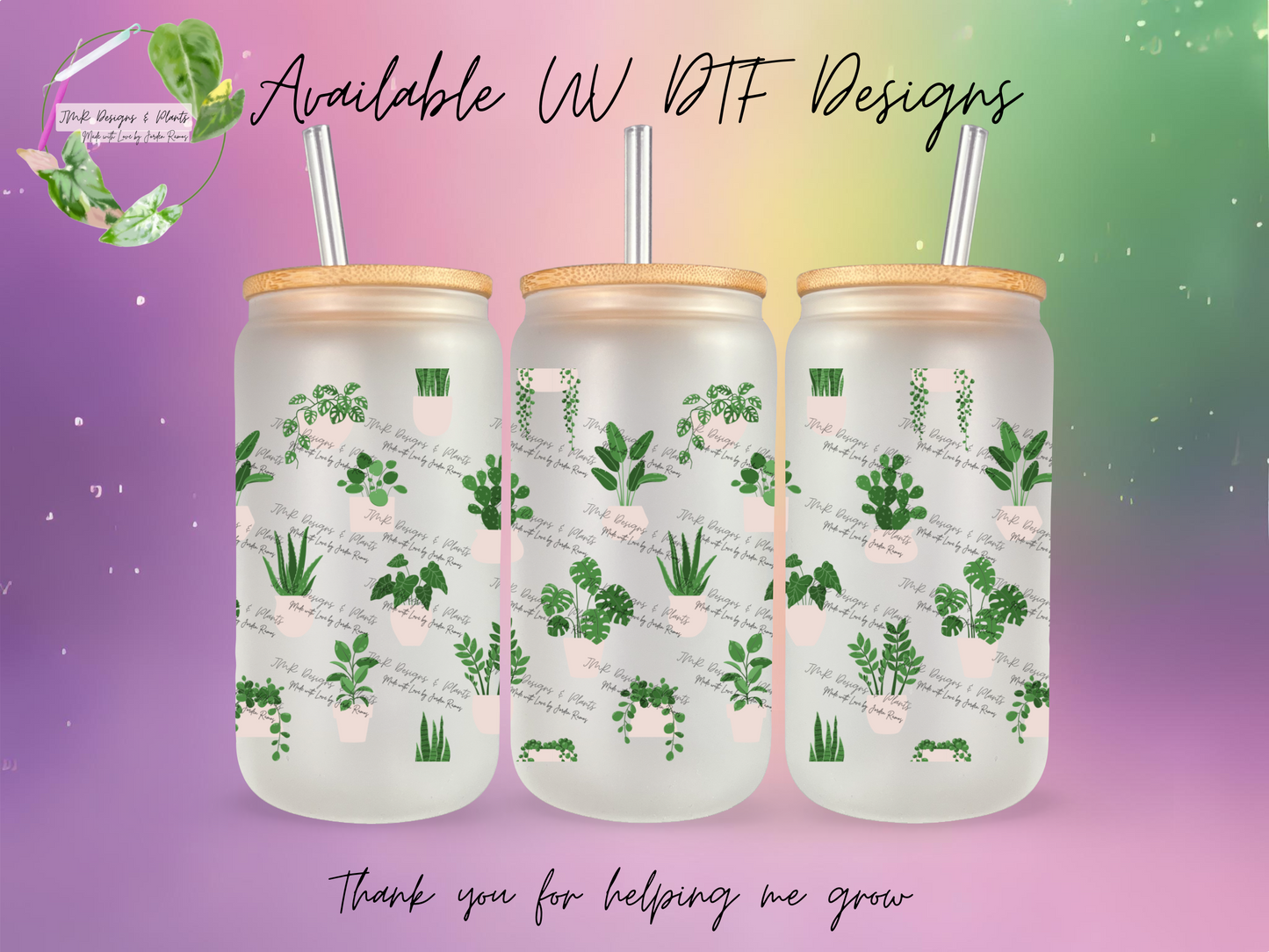 16/20 oz Wrap Green and Tan Potted Plants