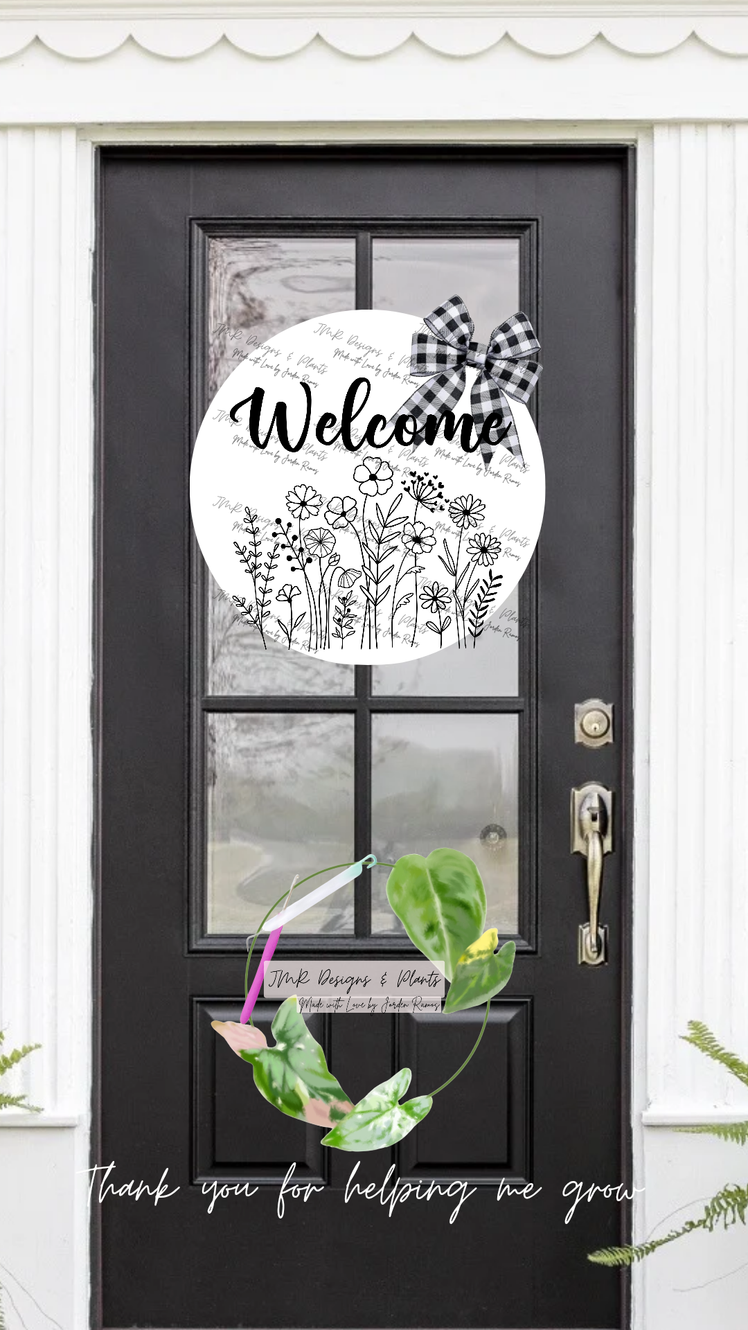 12"/14" Circle Sign Design Welcome with Wildflowers