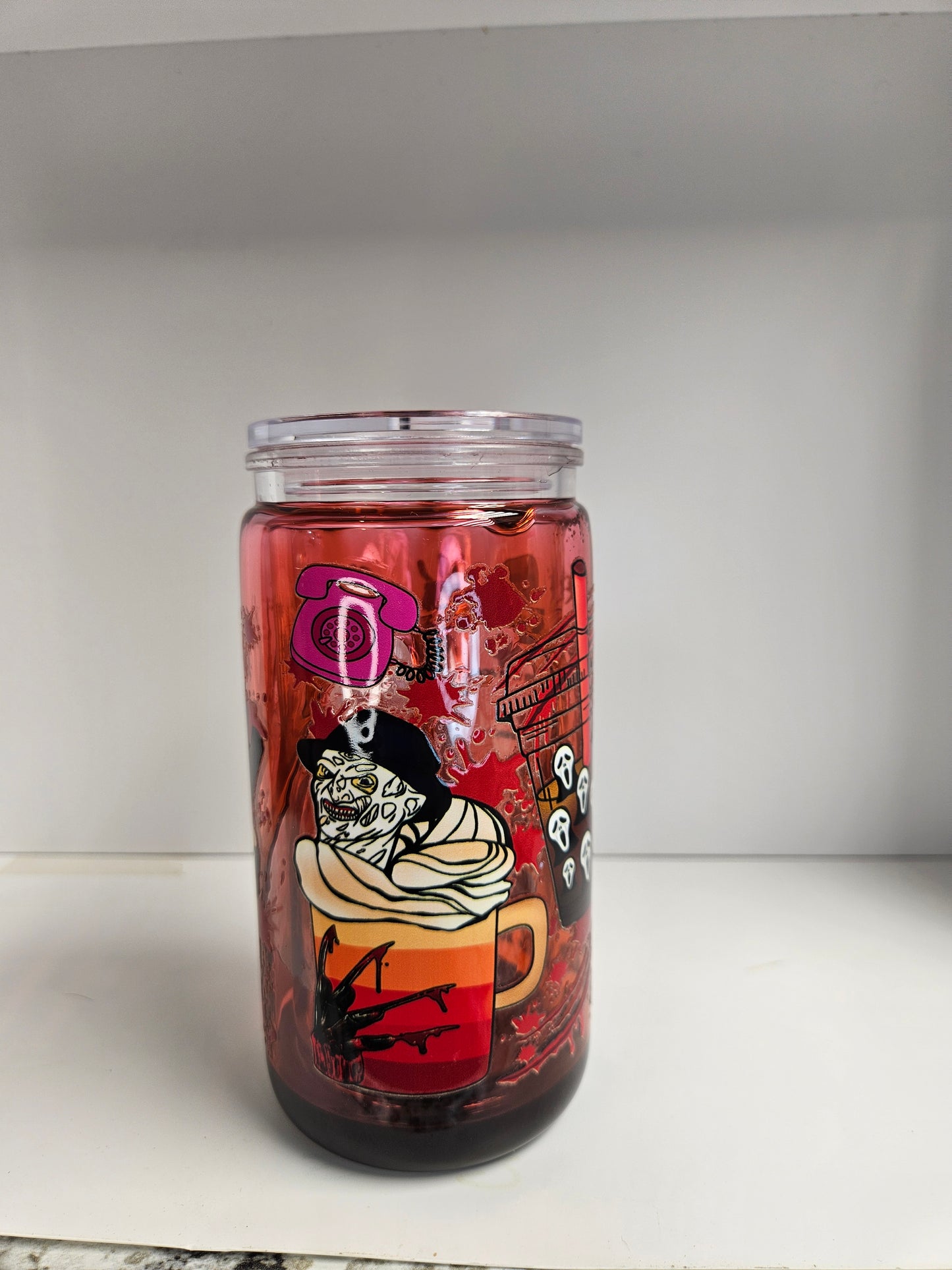 16 oz Snow Globe Tumbler "Spooky Drinks"