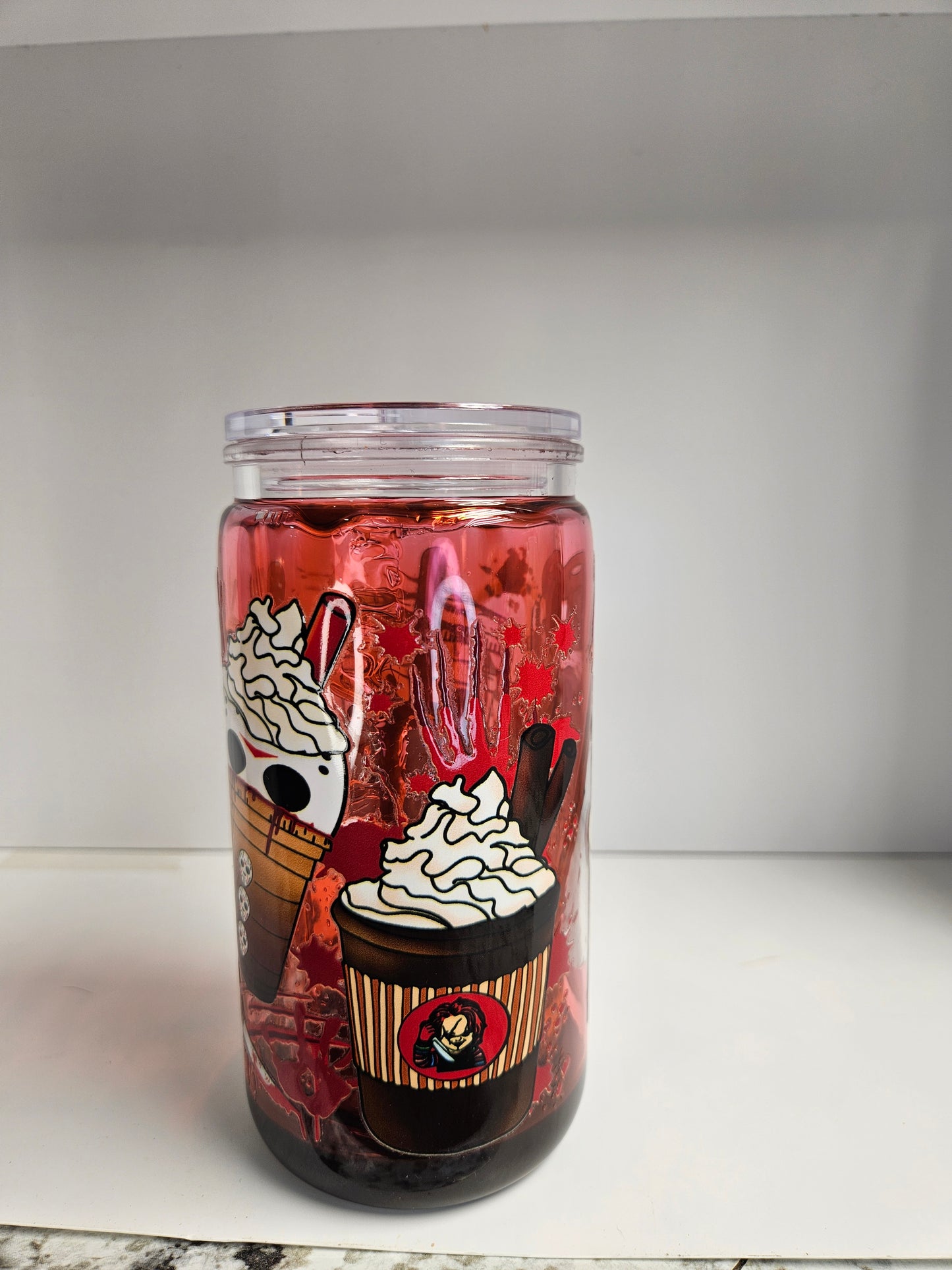16 oz Snow Globe Tumbler "Spooky Drinks"