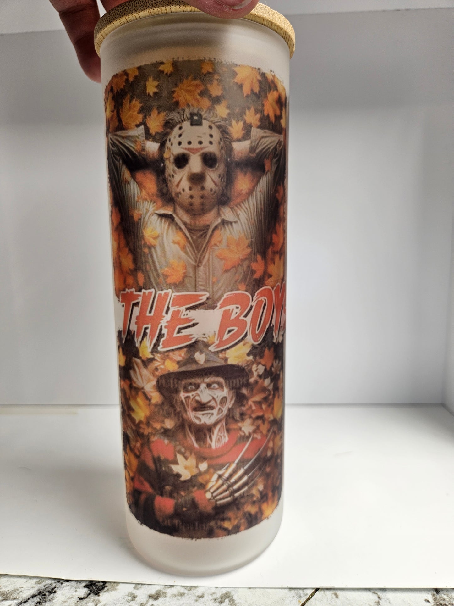 25 oz Frosted Skinny Glass Tumbler "The Boys of Fall"