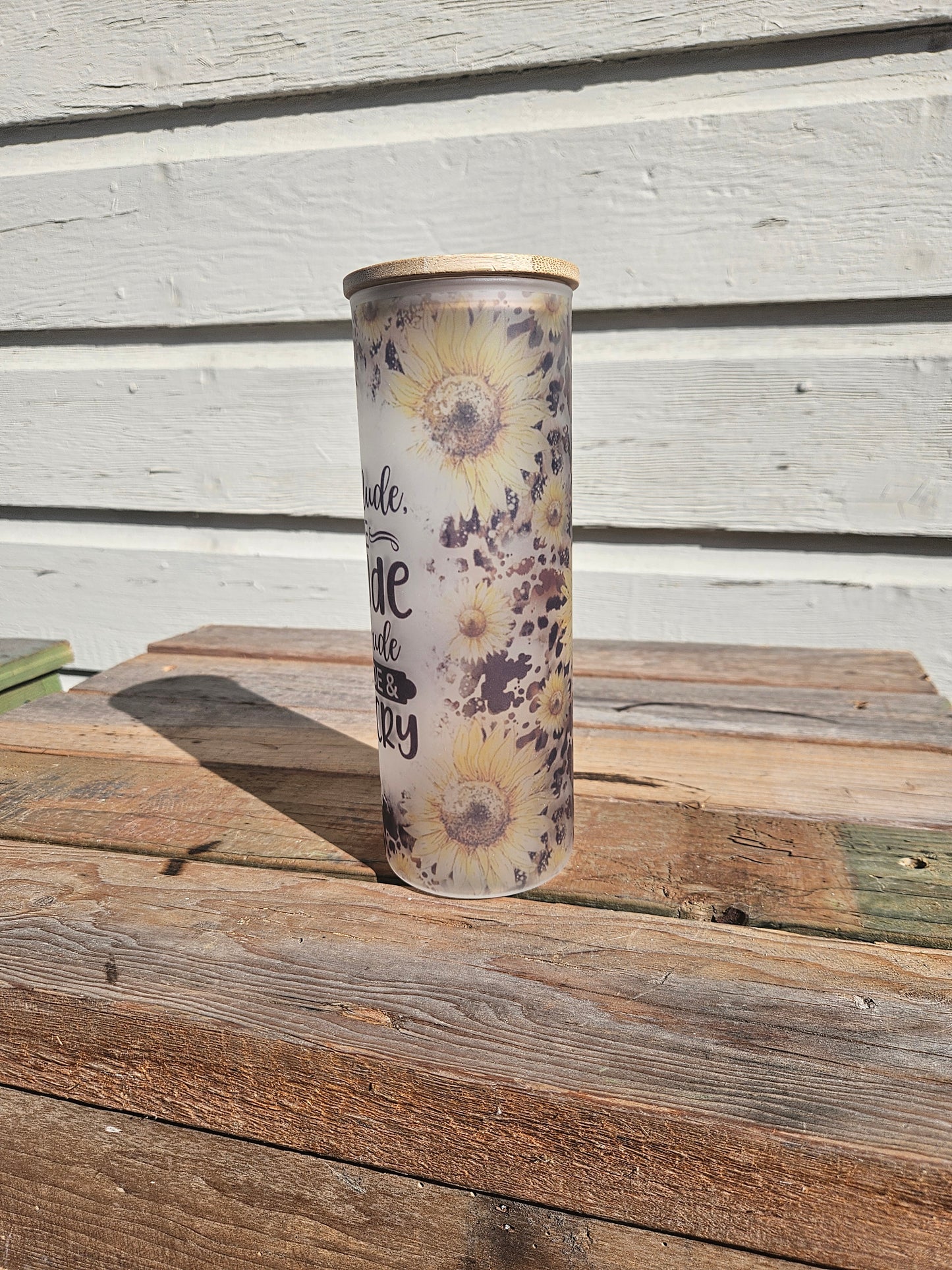 25 oz Frosted Skinny Glass Tumbler "Don't be Rude, cause my Rude will Outrude your Rude and You'll cry"