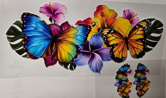 16 oz Wrap Butterfly Hawaiian Floral + Cup Lid