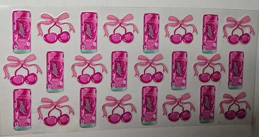 16 oz Wrap Energy Drink W/ Pink Cherries