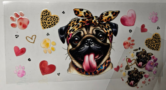 16 oz Wrap Leopard Print Pug + Cup Lid