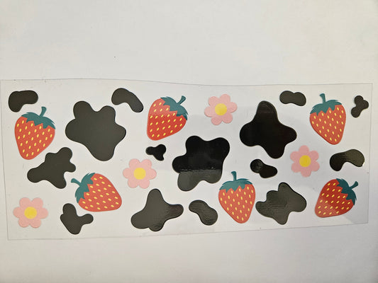 16 oz Wrap Cow Print W/ Strawberries