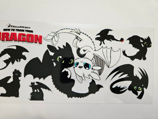 16 oz Wrap Black and White Dragons