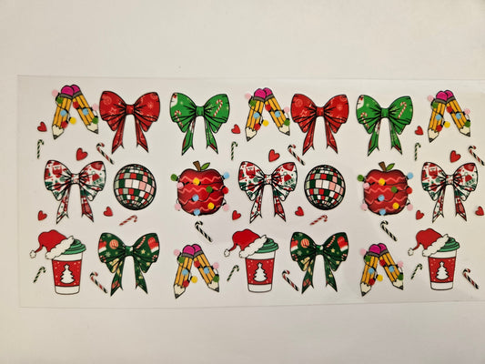 16 oz Wrap Christmas Teacher W/ Bows