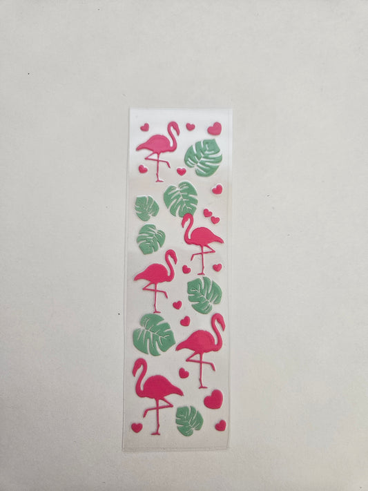 Pen/Bookmark Wrap Flamingo W/ Monstera Leaf