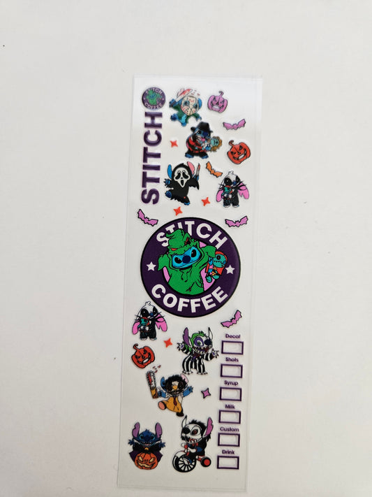 Pen/Bookmark Wrap Little Blue Character W/ Halloween Coffee