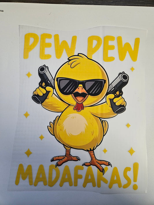 DTF Apparel Pew Pew Chicken