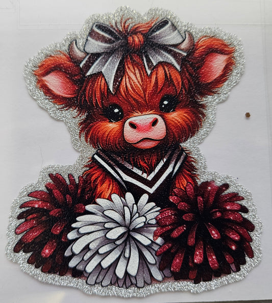 Decal Cheerleader Glitter Cow