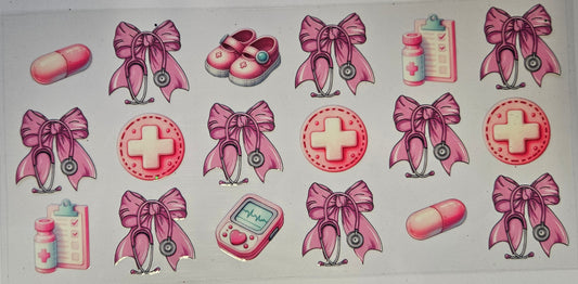 16 oz Wrap Nurse Purple Bows and Pink Pills