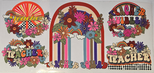 16 oz Wrap Teacher Retro Rainbow