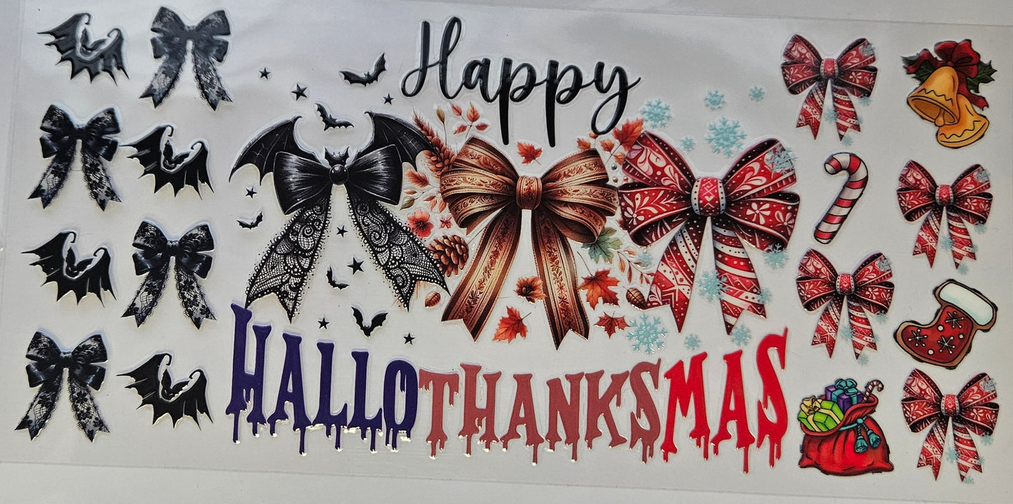 16 oz Wrap Happy HallowThanksMas Bows