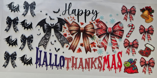 16 oz Wrap Happy HallowThanksMas Bows