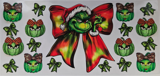 16 oz Wrap Grinch Pumpkin Christmas Bows