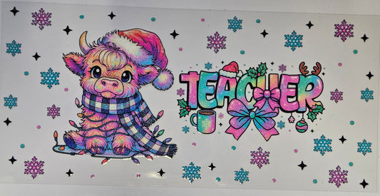 16 oz Wrap Bright Pastel Teacher Cow