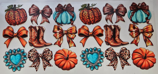 16 oz Wrap Fall Turquoise Pumpkins