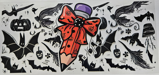 16 oz Wrap Spooky Pencil Teacher