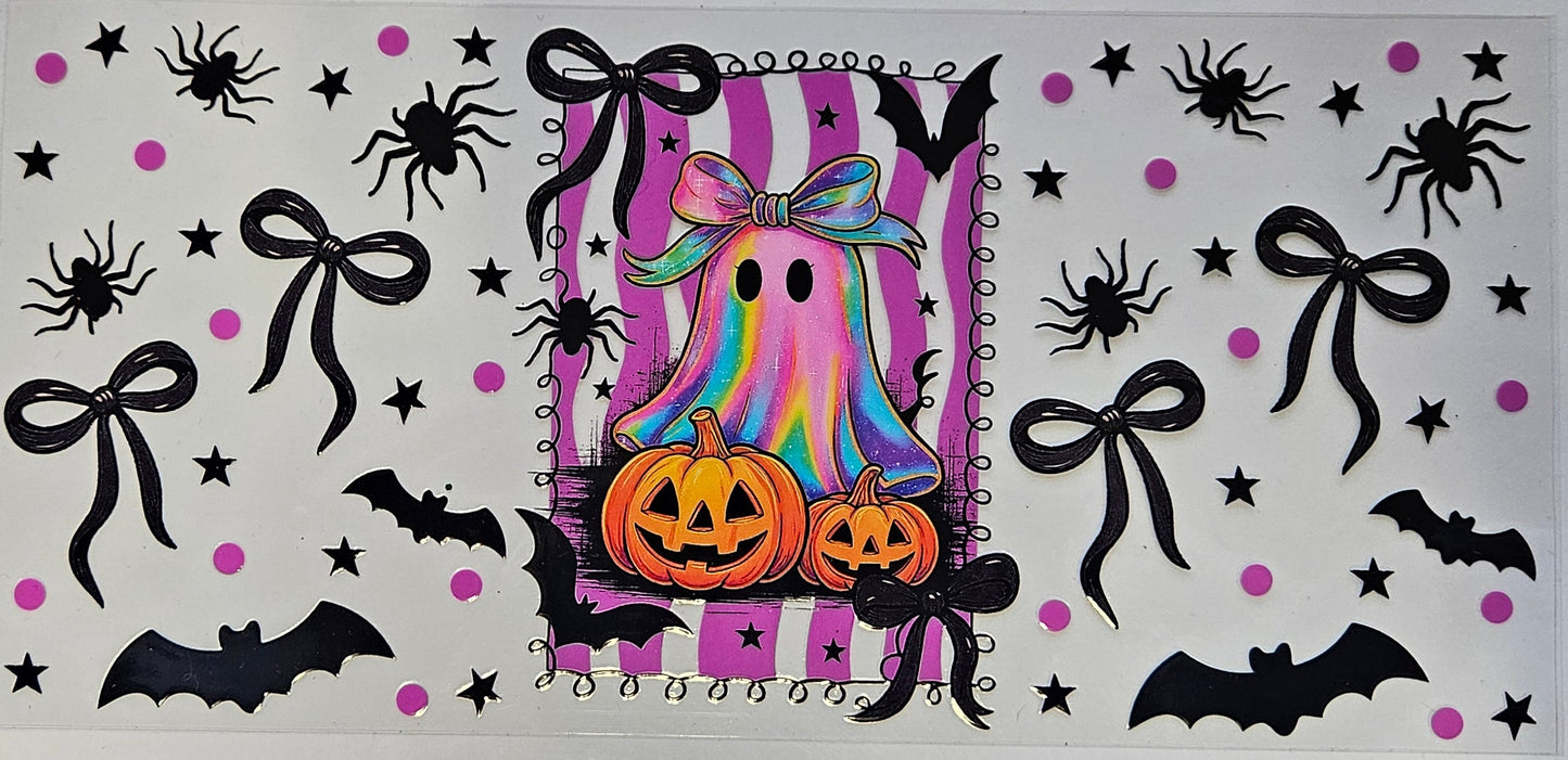 16 oz Wrap Holographic Ghost W/ Pumpkin and Bows