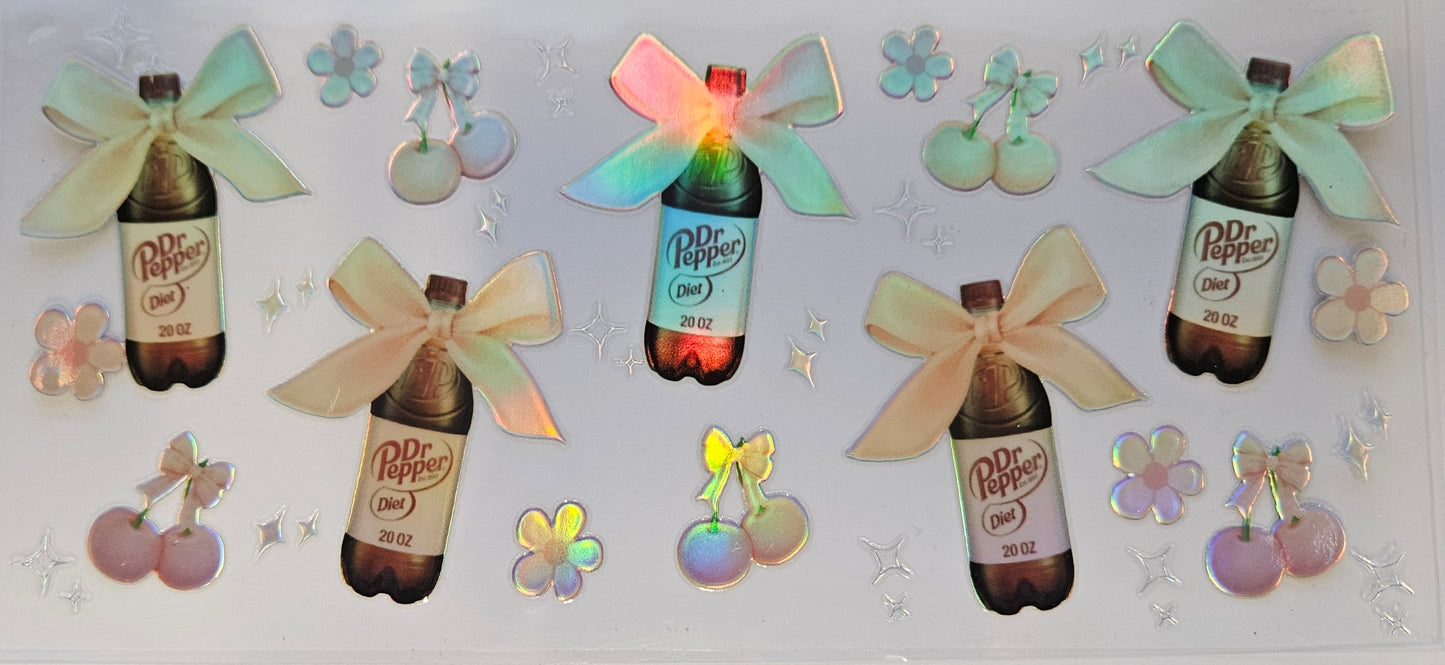 16 oz Wrap Dr Pepper Bottle W/ Cream Bows