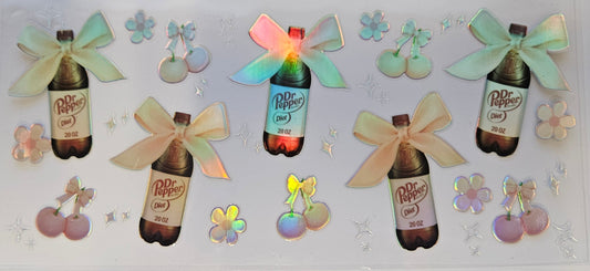 16 oz Wrap Dr Pepper Bottle W/ Cream Bows