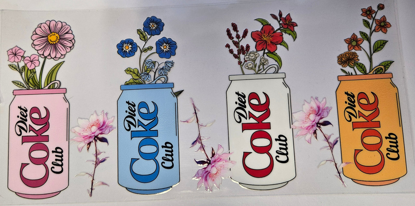16 oz Wrap Diet Coke Cans W/ Flowers