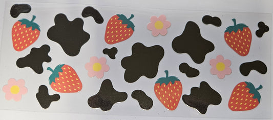 16 oz Wrap Blk Strawberry Print