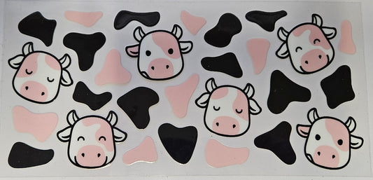 16 oz Wrap Blk Pink Cow Print