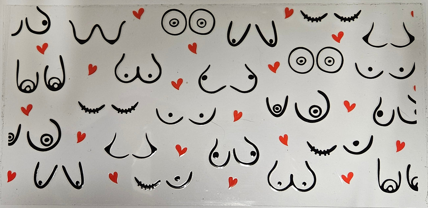 16 oz Wrap Boobies W/ Red Hearts