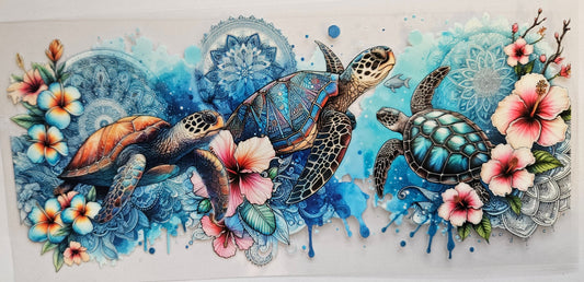 16 oz Wrap Turtles W/ Flowers