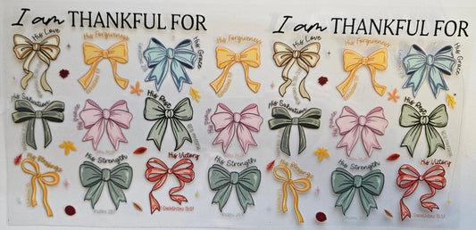 16 oz Wrap I am Thankful for Bows
