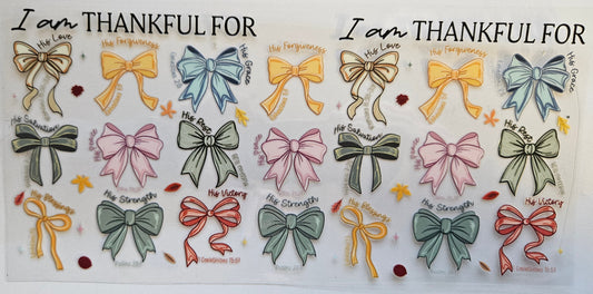 16 oz Wrap I am Thankful For Bows