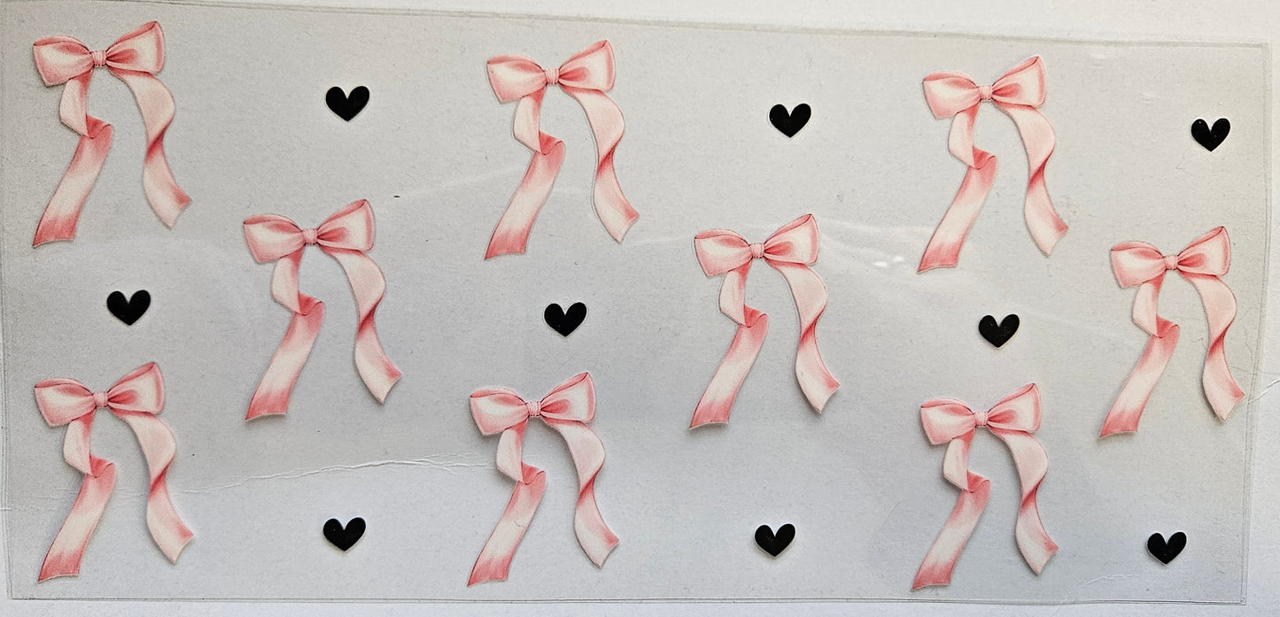 16 oz Wrap Pink Bows W/ Black Hearts