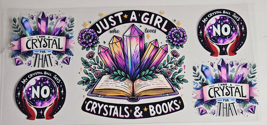16 oz Wrap Just a Girl who loves Crystals and Books