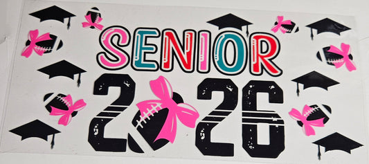 16 oz Wrap Senior 2026 Pink Bow