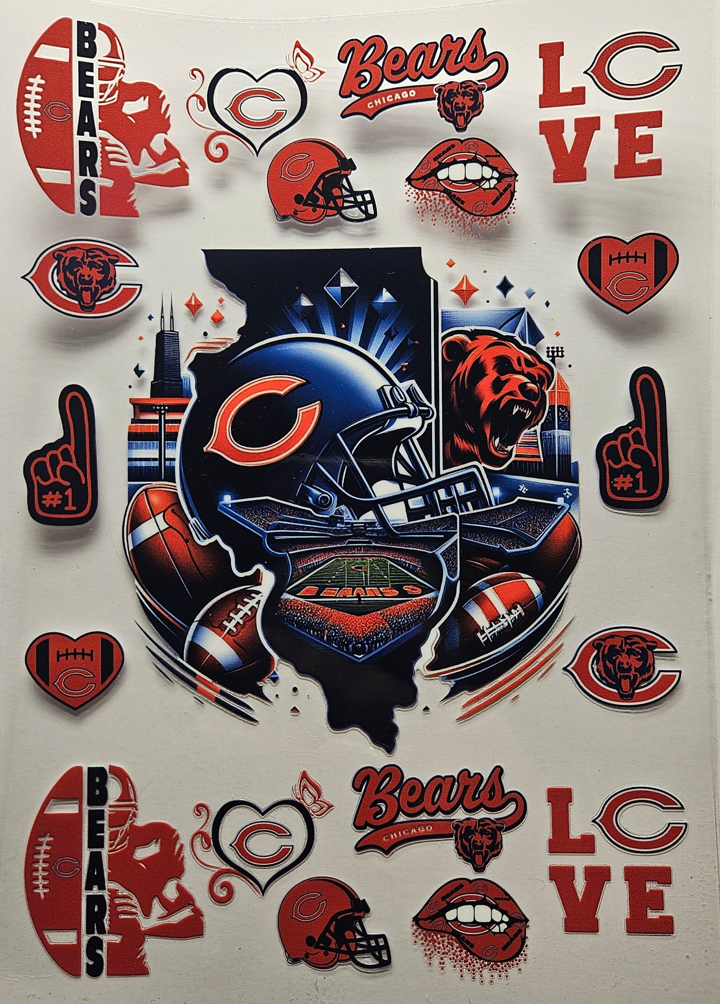 16/20 oz Decal Sheet Bears Football