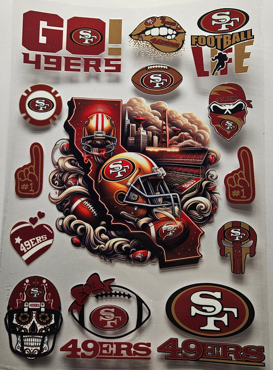 16/20 oz Decal Sheet 49ers Football