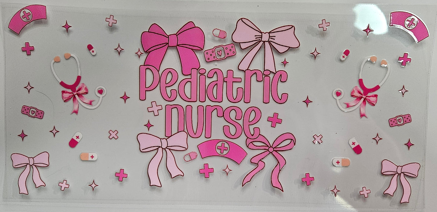 16/20 oz Wrap Pediatric Nurse Pink Bows